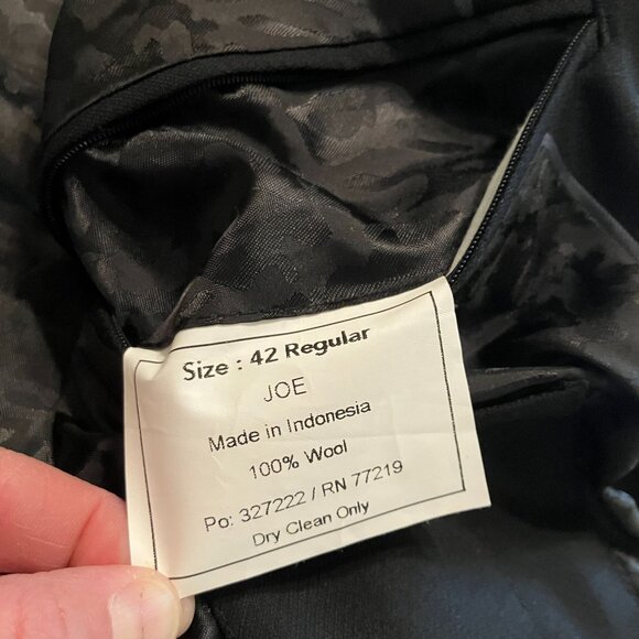 JOE Joseph Abboud Mens Slim Fit Super 120's Wool Blazer Size 42R Black AN EXC - Picture 10 of 12